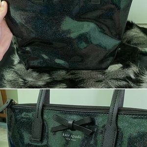Kate Spade Black blue glitter bag with wallet